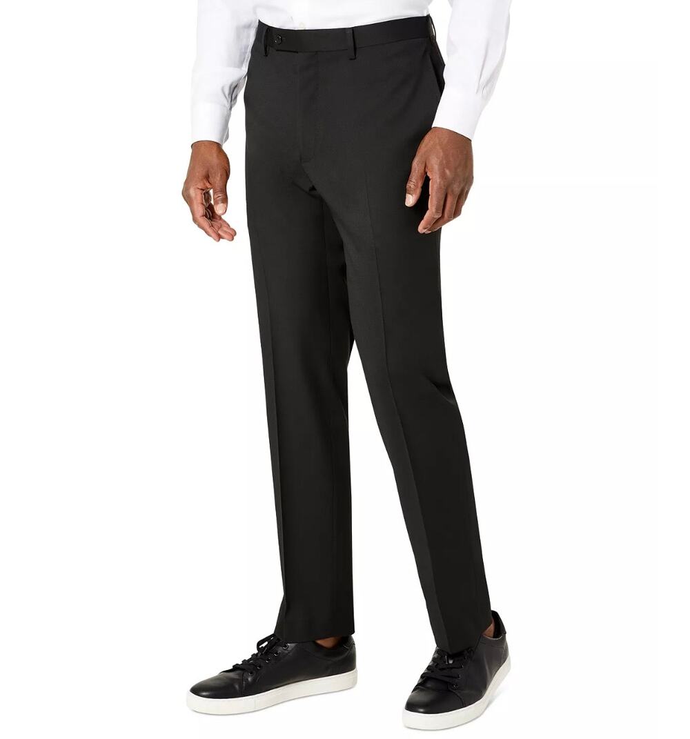 NWT Van Heusen Regular Fit Flat Front Dress Pants, Black, Men's 39W x 32L